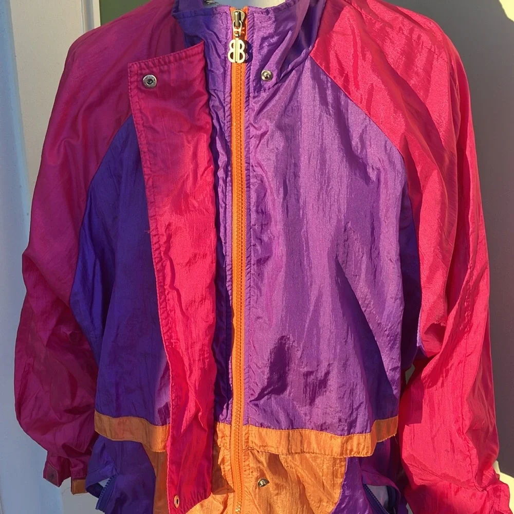 Vintage 80s 90s Hot Pink, Purple, and Orange Windbreaker - Picture 7 of 10